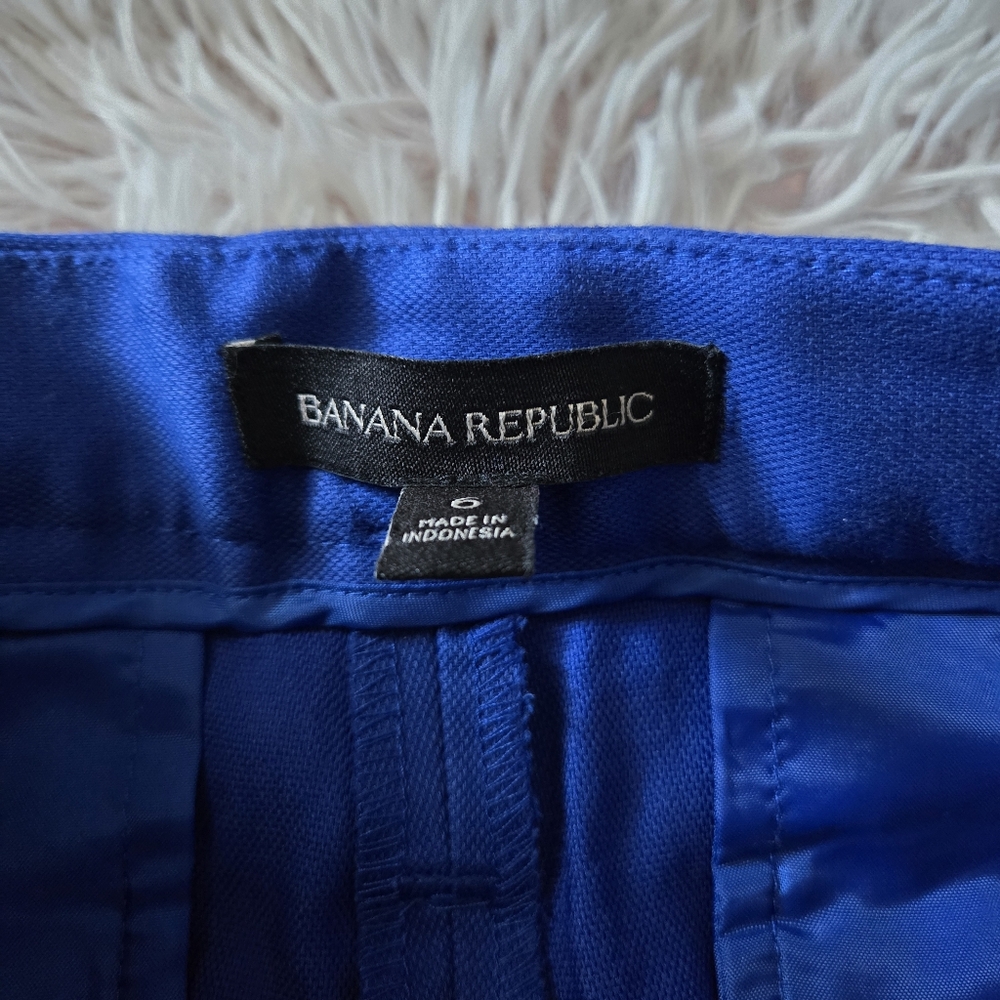 Banana Republic royal blue scalloped waist dress shorts Sz 6 belt detail preppy - Picture 6 of 7